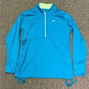 Avia Womens Teal Pullover 1/2 Zip Thumb Holes Size XL